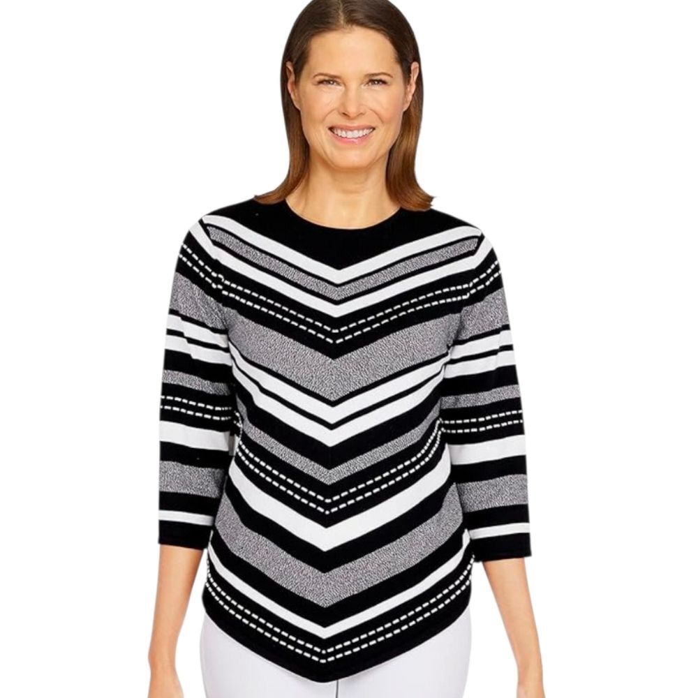 Alfred Dunner Women's Plus Size Textured Chevron Sweater, Size 3X